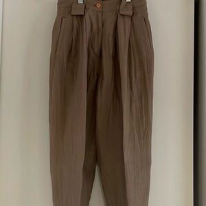 MARIA  GUARDIONE Women’s Brown Tan Linen Trouser Pants size 2